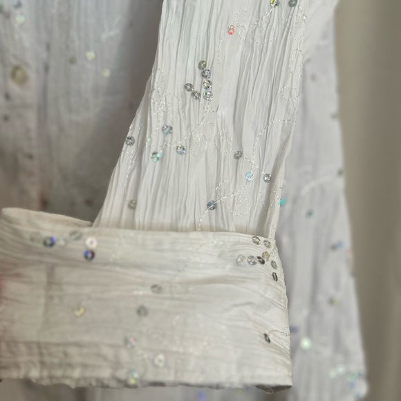 Unique Spectrum White Sequin Button Down Blouse Plus Size 22/24W - Picture 3 of 5